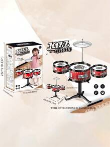 1入組幼兒鼓玩具套裝,包含低音鼓、小军鼓、爵士鼓、打击乐器,互動式玩具 - 紅色 - 查看 5