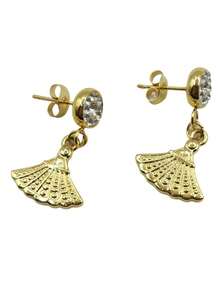 1 đôi Của Thanh lịch Thép không gỉ Vàng Hoa tai Thích hợp Đối với Của phụ nữ Mặc hàng ngày - Vàng - Xem 3