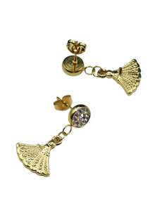 1 đôi Của Thanh lịch Thép không gỉ Vàng Hoa tai Thích hợp Đối với Của phụ nữ Mặc hàng ngày - Vàng - Xem 4