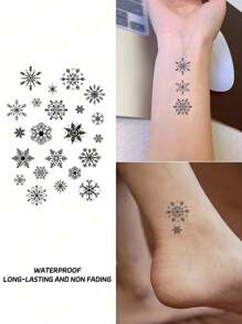1pc Snowflake Pattern Waterproof Non-reflective Temporary Tattoo Sticker For Women's Arm, Thigh, Ankle - Black - View 1