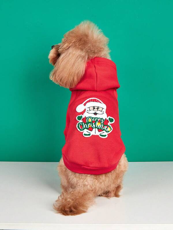 1pc Christmas Pet Fleece Hoodie, Soft & Cozy, Warm For Both Indoor And Outdoor Use, Cat & Dog Clothes