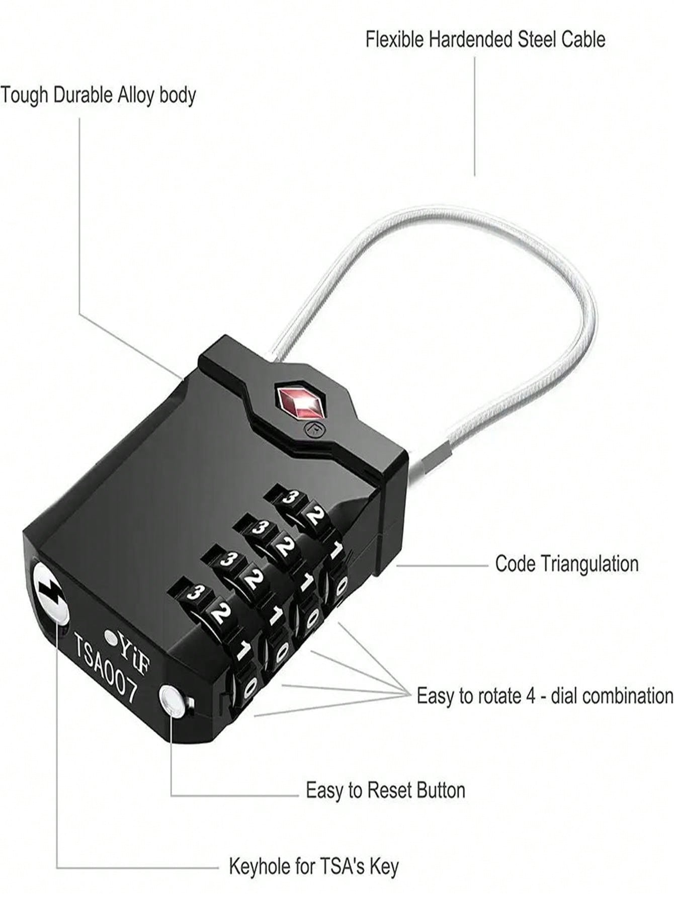TSA Customs Lock Safely Code Lock 4 Dial Digit Combination Lock Anti
