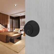 帶鎖和鑰匙,單側門栓前門鎖黑色不銹鋼帶鑰匙 - 黑色 - 查看 4