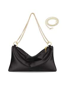 1 Peça Bolsa de Mão para Noite em Cetim para Mulheres, Bolsa de Mão Formal para Casamento, Formatura, Festa de Coquetel, com 2 Alças de Corrente Destacáveis