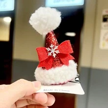 1入聖誕節主題裝飾髮夾,公主風格,新款聖誕帽髮夾,潮流時尚風格,派對裝扮,成人和兒童服飾配件
