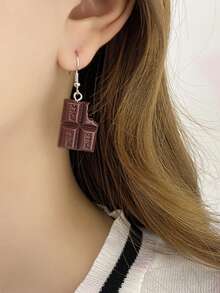 5對/組可愛趣味動物、甜點和飲料設計聚合物耳環,適用於女性日常穿戴 - 咖啡棕 - 查看 2