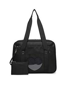 Kawaii Ita - Bolsa De Escuela Japonesa Bonita Bolsa De Mano Con Hombros Grandes, DiseñO De CorazóN De Anime,Mochila Escolar Japonesa Con CalcomaníA De Anime Kawaii, Mochila Kawaii, Mochila Con CorazóN, Mochila De Anime,Bolso JaponéS Con Forma De CorazóN Para Ventana Y Ventana,Negro/Rosa Claro/Morado - Negro - Ver 1