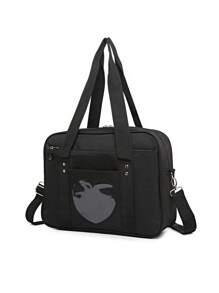 Kawaii Ita - Bolsa De Escuela Japonesa Bonita Bolsa De Mano Con Hombros Grandes, DiseñO De CorazóN De Anime,Mochila Escolar Japonesa Con CalcomaníA De Anime Kawaii, Mochila Kawaii, Mochila Con CorazóN, Mochila De Anime,Bolso JaponéS Con Forma De CorazóN Para Ventana Y Ventana,Negro/Rosa Claro/Morado - Negro - Ver 3