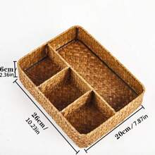1pc Fashionable Handwoven Seagrass Storage Basket, Multipurpose Desktop Organizer Tray, Drawer Storage, Bathroom Tray, Kitchen Storage And Organization, Cosmetic And Jewelry Box, Portable Storage, Home Office Supply Organizer, Decorative Tray For Home, Bathroom, Kitchen, Snack Basket, Jewelry Box, Bedroom, Living Room, Makeup And Miscellaneous Item Organizer,For Back To School