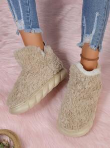 Damen High Heel Indoor Hausschuhe Mit Warmem Plüsch. Rutschfeste Dicke Sohle Für Weiches Fußgefühl Im Winter