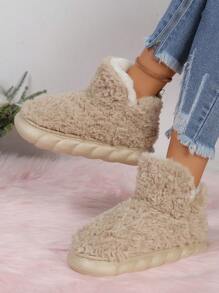 Damen High Heel Indoor Hausschuhe Mit Warmem Plüsch. Rutschfeste Dicke Sohle Für Weiches Fußgefühl Im Winter