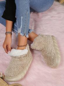 Damen High Heel Indoor Hausschuhe Mit Warmem Plüsch. Rutschfeste Dicke Sohle Für Weiches Fußgefühl Im Winter