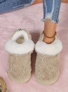 Damen High Heel Indoor Hausschuhe Mit Warmem Plüsch. Rutschfeste Dicke Sohle Für Weiches Fußgefühl Im Winter