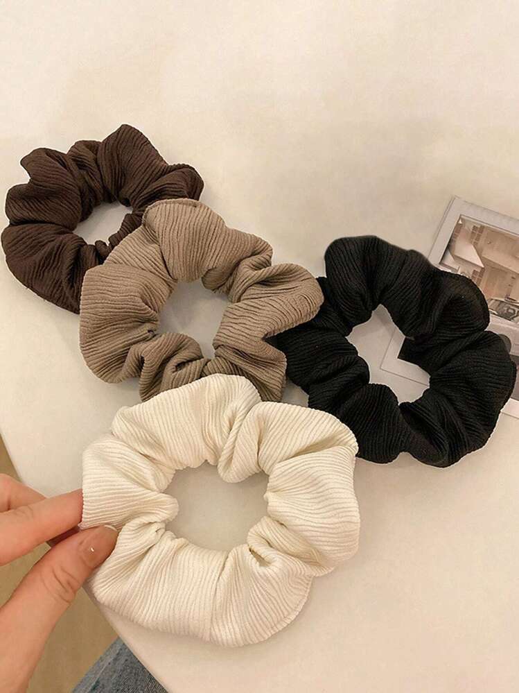 4 pièces Chouchous tricotés pour femmes, couleurs unies et rayées, rétro, accessoires de cheveux élégants pour le port quotidien, le maquillage, les tenues habillées, assortis aux vêtements et les queues de cheval. Liens de cheveux décontractés et scolaires, accessoires pour la tête