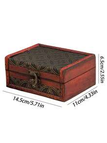 1個歐式風格的木質珠寶盒收納盒,古董道具盒,復古裝飾儲物箱