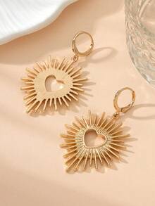 1 đôi Dễ thương Hình trái tim mặt trời Và Váy rộng Dangle Hoa tai , Tuyệt vời Qủa tặng Cho Halloween , Lễ tạ ơn Và Tiệc Giáng sinh - Vàng - Xem 3