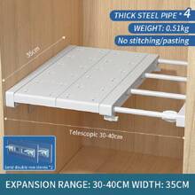 Adjustable Hanging Wardrobe Organizer Shelf Divider For Clothes, No Drilling Required - White - View 3