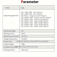 V309 Eobd Scanner Code Reader Data Tester Automatic Scanning Diagnostic Tool For Citroen Peugeot Renault Automotive Diagnostic T