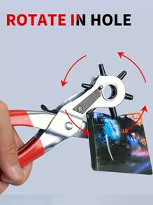 1pc Leather Hole Puncher, Round Hole Punch Gun, Punch Plier, Red - Red - View 7