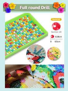 Colorful Floral Butterfly Artistic Illustration Diamond Painting, New Arrival, Round Diamond Full Drill, Diy Mosaic Embroidery, Living Room Home Decoration Wall Painting, Artistic Creative Embroidery, Wall Decoration Diamond Painting, 1 Set
