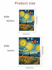 Colorful Floral Butterfly Artistic Illustration Diamond Painting, New Arrival, Round Diamond Full Drill, Diy Mosaic Embroidery, Living Room Home Decoration Wall Painting, Artistic Creative Embroidery, Wall Decoration Diamond Painting, 1 Set
