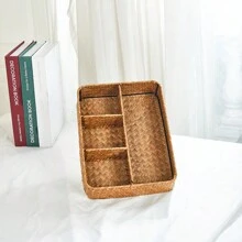 1pc Fashionable Handwoven Seagrass Storage Basket, Multipurpose Desktop Organizer Tray, Drawer Storage, Bathroom Tray, Kitchen Storage And Organization, Cosmetic And Jewelry Box, Portable Storage, Home Office Supply Organizer, Decorative Tray For Home, Bathroom, Kitchen, Snack Basket, Jewelry Box, Bedroom, Living Room, Makeup And Miscellaneous Item Organizer,For Back To School