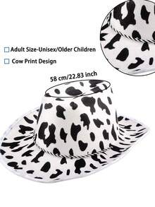 新奇的牛印紋牛仔帽與心形太陽眼鏡配件,適用於女性男性成年人西部單身派對主題派對,牛仔女裝配件