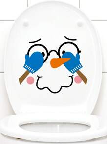 1入組可愛長鼻卡通馬桶貼紙,自粘/自黏防水害羞的臉屁股蓋貼花,尺寸為9.3x9.3英寸