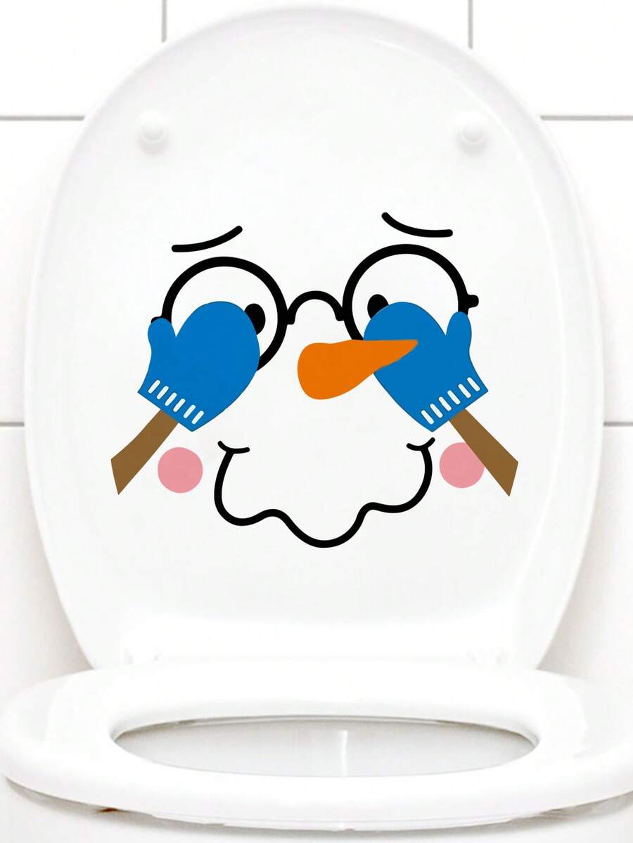 1入組可愛長鼻卡通馬桶貼紙,自粘/自黏防水害羞的臉屁股蓋貼花,尺寸為9.3x9.3英寸