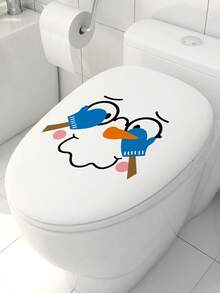 1入組可愛長鼻卡通馬桶貼紙,自粘/自黏防水害羞的臉屁股蓋貼花,尺寸為9.3x9.3英寸