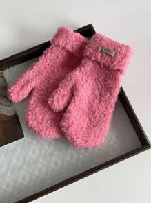 纯色新款冬季毛绒手套，可爱又温暖，加厚，适合学生和时尚女性