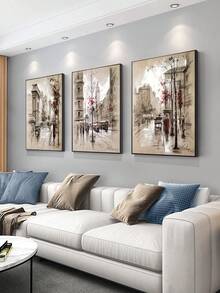 3 cái/bộ tranh sơn dầu Áp phích , Đường phố , ô tô , Con người , Nghệ thuật trừu tượng , Thiết kế đơn giản , Nhà  Đồ trang trí , Qủa tặng Đối với Bạn , Đối với Phòng khách , Phòng ngủ , Văn phòng , Phòng bếp Nhà hàng Treo tranh Trang trí , Không thấm nước Bức tranh , In , Tác phẩm nghệ thuật , Khung trang trí - nhiều màu - Xem 6