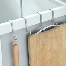 1入組廚房用不鏽鋼掛勾,浴室收納掛勾,無需鑽孔的櫥櫃掛勾 - 銀色 - 查看 2