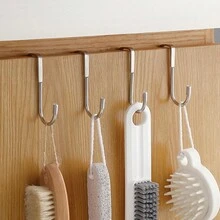 1入組廚房用不鏽鋼掛勾,浴室收納掛勾,無需鑽孔的櫥櫃掛勾 - 銀色 - 查看 7