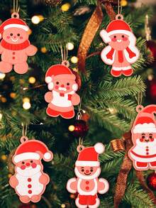 6pcs Gingerbread Man & Christmas Tree Shaped Ornament - Multicolor - View 1