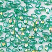 100 Piezas 4x6mm Abalorios De Cristal En Forma De Lágrima Con Agujero Recto Para Hacer Joyas, Revestimiento De Color Ab - 4x6mm - Ver 21