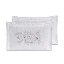 2 Pillowcases With Ultrasonic Quilted EMBROIDERY 70cmx50cm - White - View 2