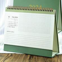 2024年摩蘭迪色彩桌曆,桌上裝飾用日曆,1pc - 綠色 - 查看 3