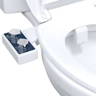 Bidet Attachment for Toilet, Toilet Seat Bidet, Dual Self-Cleaning and Retractable Nozzle, Pressure Control, Non-Electric Attachment for Rear Washing and Sanitizing,Cold Water (Blue)