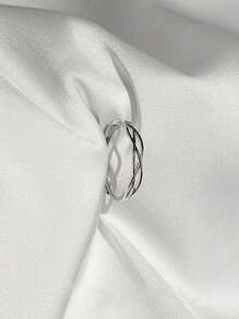 1 枚簡約幾何交叉線開口戒指