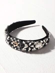 1 Miếng Quý cô Baroque Phong cách Đồ trang trí Rhinestone Tuyệt đẹp Sáng bóng Dây buộc tóc ( Thích hợp Đối với Tất cả các mùa , Các bữa tiệc , Lễ hội ) - Đen và trắng - Xem 5