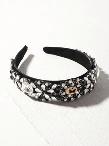 1 Miếng Quý cô Baroque Phong cách Đồ trang trí Rhinestone Tuyệt đẹp Sáng bóng Dây buộc tóc ( Thích hợp Đối với Tất cả các mùa , Các bữa tiệc , Lễ hội ) - Đen và trắng - Xem 4