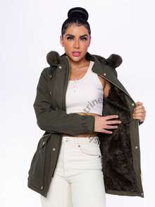 Women Trench Coats - Army Green - View 3