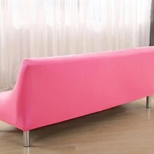 1pc Pink Milk Silk Elastic Full Coverage Sofa Bed Cover - Pink - View 9