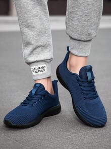 2023新款季節透氣輕便網紗防滑耐磨針織極簡風格設計繫帶素色女性運動鞋跑步鞋步行鞋路鞋