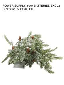 1 Miếng Chạy bằng pin Giáng sinh Quả tùng & Cây thông Kim tiêm String Với Mô phỏng Bông tuyết , Cây giáng sinh Đồ trang trí Vòng hoa , Led Đầy màu sắc Nàng tiên Ánh sáng Đối với Lễ hội Đồ trang trí - Màu vàng - Xem 5