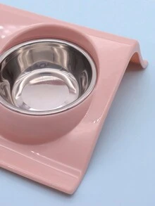 批發寵物碗,不銹鋼狗碗和貓碗,雙碗食品和水用品 - 粉色 - 查看 3