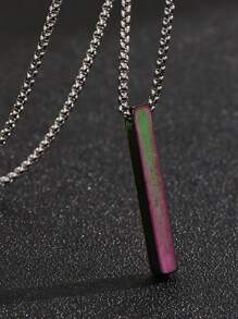 1 Miếng Màu bạc Nam Hình học Cột riêng Vòng cổ mặt dây chuyền - Bạc - Xem 2