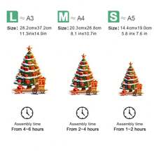 Hộp quà giải nén cho người lớn, Bộ xếp hình bằng gỗ hình cây thông Noel (Bí ngô, hình dạng bất đối xứng), Xếp hình, Quà tặng sinh nhật và Giáng sinh, Quà tặng cá nhân hóa độc đáo, Trò chơi tương tác gia đình có độ khó cao - Màu be - Xem 4