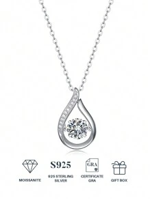 1入組1ct摩根石項鍊925純銀女士吊墜鍊,適用於母親節、情人節、求婚、婚禮、週年紀念、生日禮物 - 1克拉 - 查看 11